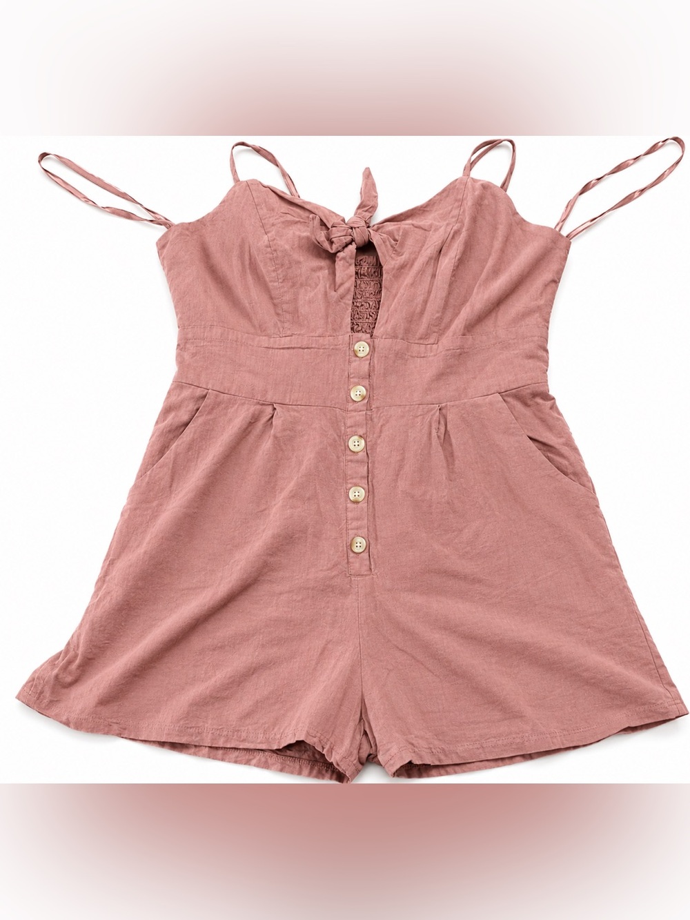 One Clothing LA Dusty Mauve Tie Front Romper Size L